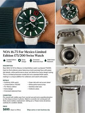 NOA 16.75 For Mexico Limited Edition 175/200 Swiss Rare Watch